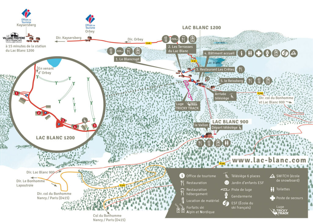 Plan de la station du Lac Blanc en Alsace